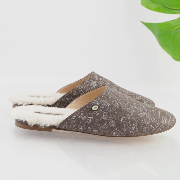 Australia Luxe Collective Womens Marcos Mule Size 8 Gray Suede Sherpa Slippers - Picture 1 of 16
